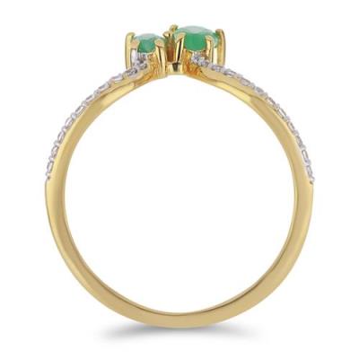 BUY NATURAL EMERALD GEMSTONE RING IN GOLD PLATED FINISH